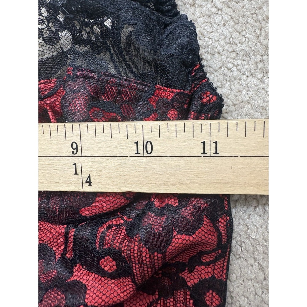 VTG 1980s VS Gold Label Romantic Black Red Lace Deep V Snap Crotch Lingerie 2XS - Picture 10 of 10